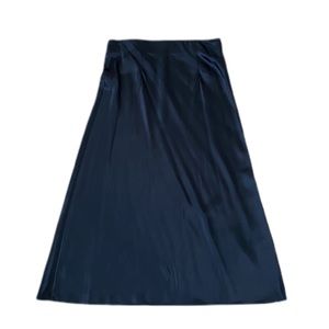 all black 100% silk maxi midi skirt